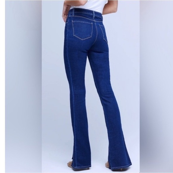 L AGENCE High Rise Beatrix Flare Bootcut Jeans Dark Wash Split Hem Size 27 - Picture 3 of 10